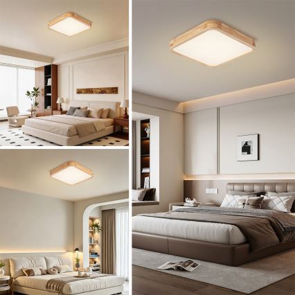 BRILAGI - LED prigušivo stropno svjetlo WOODLINE SQUARE LED/48W/230V 3000-6000K hrast 40x40 cm + daljinski upravljač