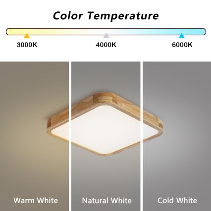 Brilagi - LED prigušivo stropno svjetlo WOODLINE SQUARE LED/48W/230V 3000-6000K hrast 40x40 cm + daljinski upravljač