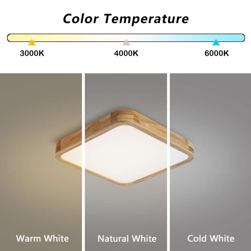 Brilagi - LED prigušivo stropno svjetlo WOODLINE SQUARE LED/48W/230V 3000-6000K hrast 40x40 cm + daljinski upravljač