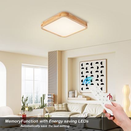 BRILAGI - LED prigušivo stropno svjetlo WOODLINE SQUARE LED/48W/230V 3000-6000K hrast 40x40 cm + daljinski upravljač