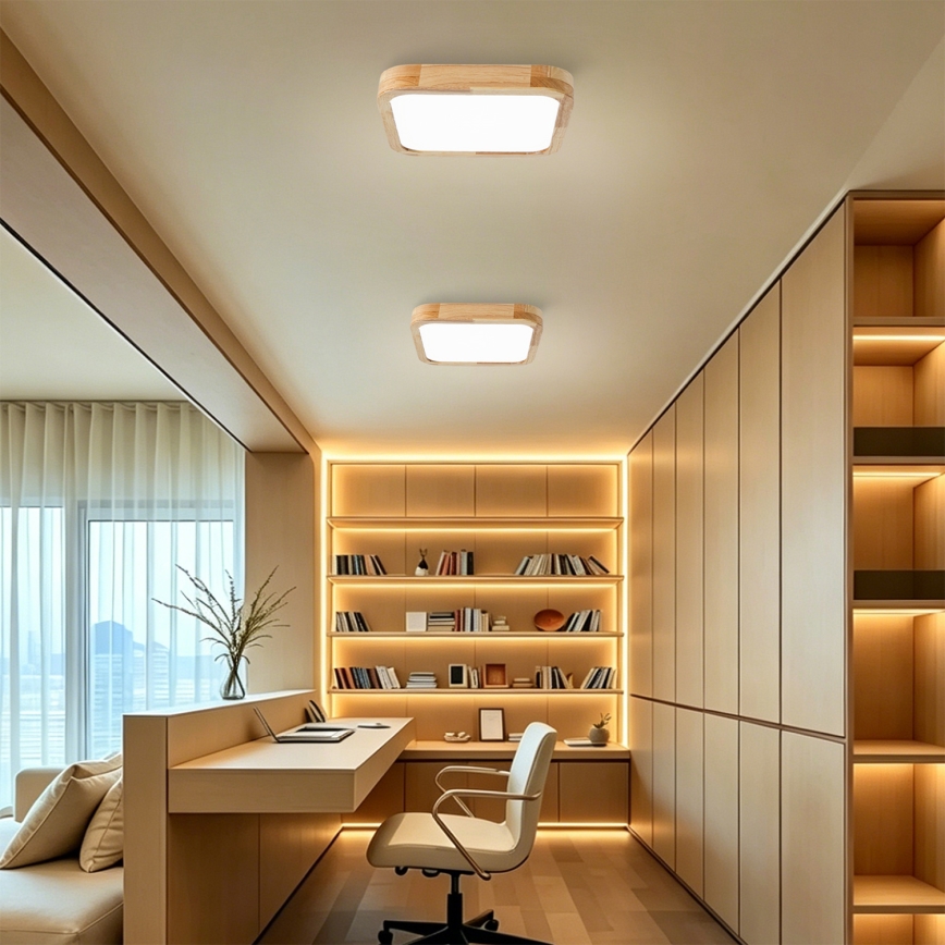 BRILAGI - LED prigušivo stropno svjetlo WOODLINE SQUARE LED/48W/230V 3000-6000K hrast 40x40 cm + daljinski upravljač