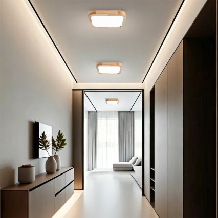 BRILAGI - LED prigušivo stropno svjetlo WOODLINE SQUARE LED/48W/230V 3000-6000K hrast 40x40 cm + daljinski upravljač