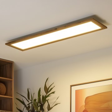 Brilagi - Prigušiva stropna LED svjetiljka SLIMFRAME WOOD LED/58W/230V 124x33,7 cm 3000-6000K smeđa + daljinski upravljač