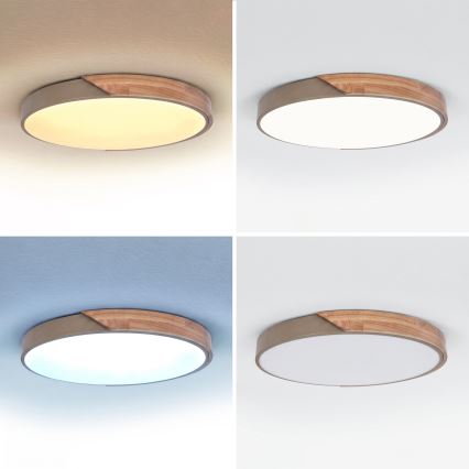 BRILAGI - LED prigušivo stropno svjetlo PILANA LED/60W/230V 3000-6500K hrast/bež Ø 60 cm + daljinsko upravljanje