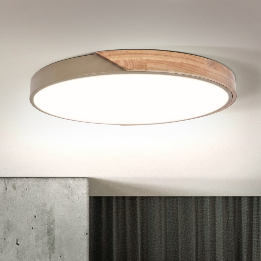 BRILAGI - LED prigušivo stropno svjetlo PILANA LED/60W/230V 3000-6500K hrast/bež Ø 60 cm + daljinsko upravljanje