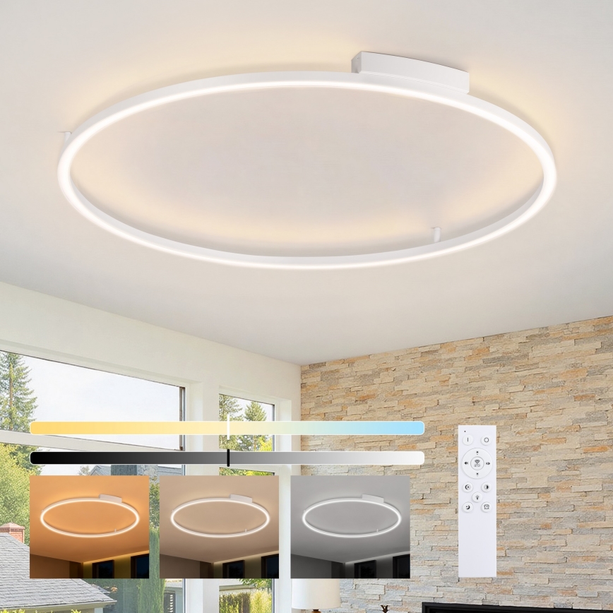 Brilagi - prigušivačka stropna LED svjetiljka PORTOFINO, 85 W, 230 V, 3000–6000 K, promjer 120 cm, bijela + daljinski upravljač