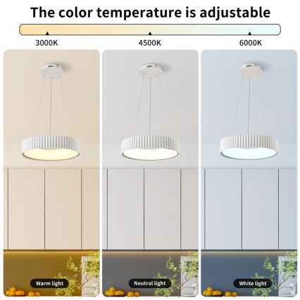 Brilagi - viseći LED luster s mogućnošću prigušivanja na sajli FALCON MODERN LED/30W/230V 3000-6000K Ø 40 cm bijela + daljinski upravljač