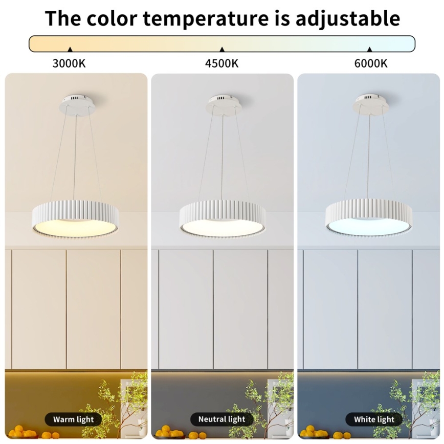 Brilagi - viseći LED luster s mogućnošću prigušivanja na sajli FALCON MODERN LED/30W/230V 3000-6000K Ø 40 cm bijela + daljinski upravljač