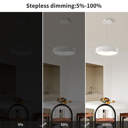 Brilagi - viseći LED luster s mogućnošću prigušivanja na sajli FALCON MODERN LED/30W/230V 3000-6000K Ø 40 cm bijela + daljinski upravljač