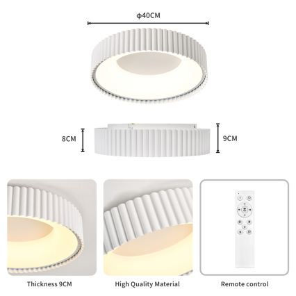 Brilagi - LED stropno svjetlo s prigušivanjem FALCON MODERN LED/30W/230V 3000-6000K 40 cm bijela + daljinski upravljač