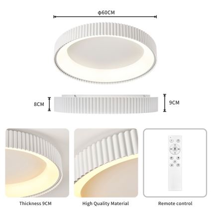 Brilagi - LED prigušivo stropno svjetlo FALCON MODERN LED/54W/230V 3000-6000K 60 cm bijelo + daljinski upravljač