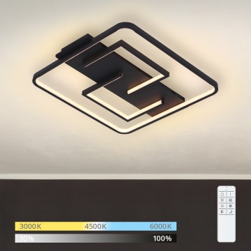 Brilagi - prigušivo LED stropno svjetlo FLARE LED/34W/230V 3000-6000K 48x48 cm crno + daljinski upravljač