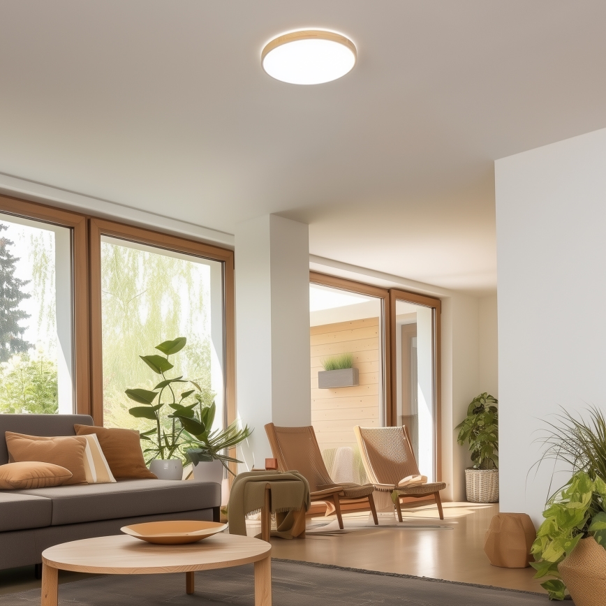 Brilagi - LED prigušivo stropno svjetlo PINE LED/24W/230V drveni Ø 42 cm 3000-6500K + daljinski upravljač