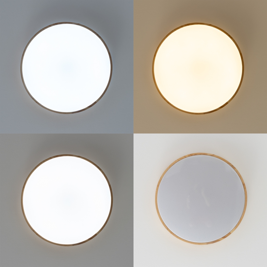 Brilagi - LED prigušivo stropno svjetlo PINE LED/24W/230V drveni Ø 42 cm 3000-6500K + daljinski upravljač