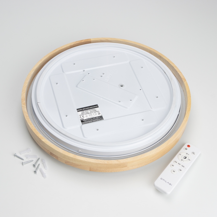 Brilagi - LED prigušivo stropno svjetlo PINE LED/24W/230V drveni Ø 42 cm 3000-6500K + daljinski upravljač