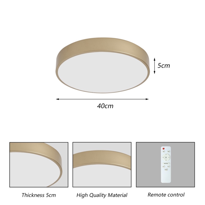 Brilagi - LED stropna svjetiljka s prigušivanjem POOL LED/48W/230V 3000-6000K Ø 40 cm zlatna + daljinski upravljač