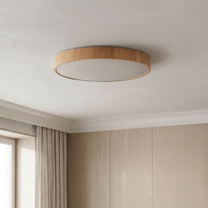 Brilagi - LED prigušivo stropno svjetlo POOL LED/50W/230V 3000-6000K promjer 40 cm drveni dekor + daljinski upravljač