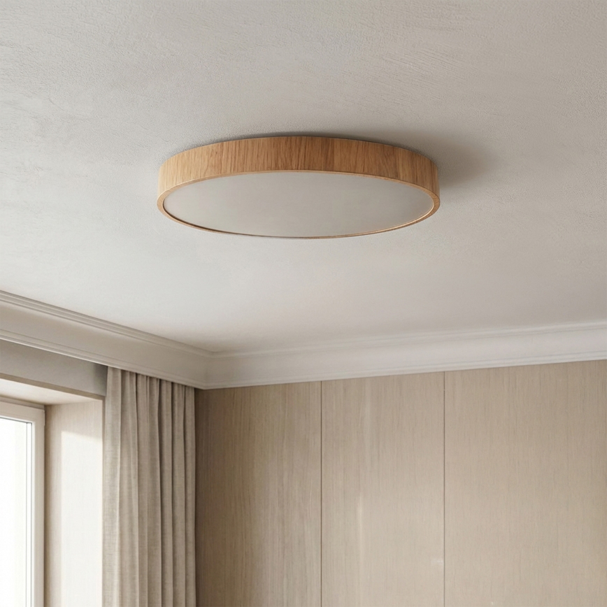 Brilagi - LED prigušivo stropno svjetlo POOL LED/50W/230V 3000-6000K promjer 40 cm drveni dekor + daljinski upravljač