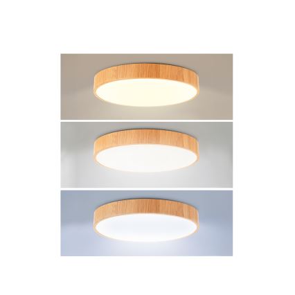 Brilagi - LED prigušivo stropno svjetlo POOL LED/50W/230V 3000-6000K promjer 40 cm drveni dekor + daljinski upravljač