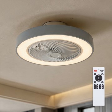 Brilagi - Prigušivo LED stropno svjetlo s ventilatorom LED/38W/230V 3000-6500K promjer 50 cm sivo + daljinski upravljač