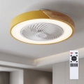 Brilagi - prigušivo LED stropno svjetlo s ventilatorom LED/38W/230V 3000-6500K Ø 50 cm zlatna/hrast + daljinski upravljač