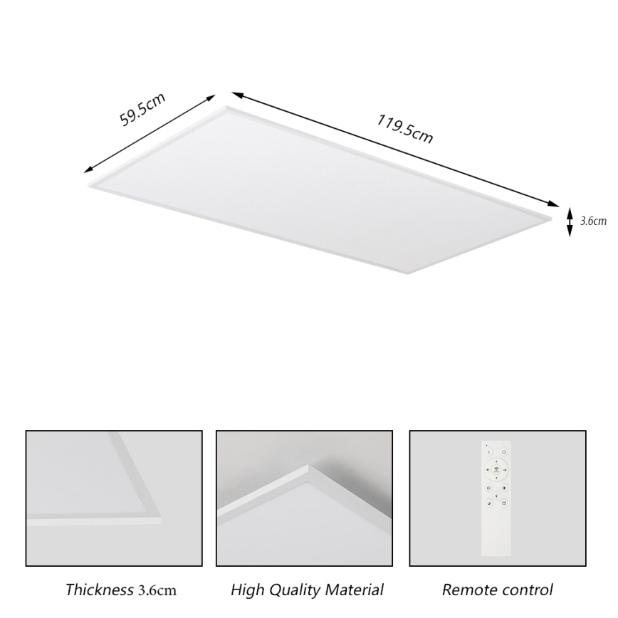 Brilagi - LED prigušivo stropno svjetlo SLIMFRAME LED/80W/230V 120x60 cm 3000-6000K bijelo + daljinski upravljač