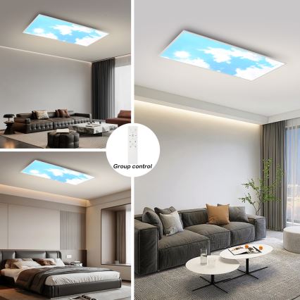 Brilagi - LED stropna svjetiljka s prigušivanjem SLIMFRAME SKY LED/80W/230V 120x60 cm 3000-6000K srebrna/plava + daljinski upravljač