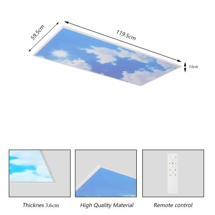 Brilagi - LED stropna svjetiljka s prigušivanjem SLIMFRAME SKY LED/80W/230V 120x60 cm 3000-6000K srebrna/plava + daljinski upravljač