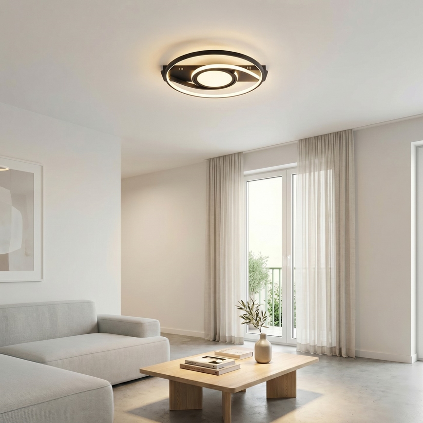BRILAGI - LED prigušivo stropno svjetlo TWIRL LED/38W/230V 3000-6000K crno + daljinski upravljač