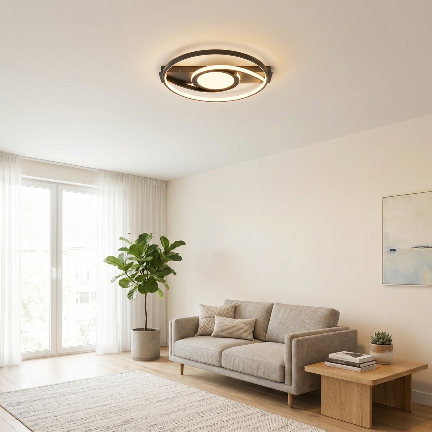 BRILAGI - LED prigušivo stropno svjetlo TWIRL LED/38W/230V 3000-6000K crno + daljinski upravljač