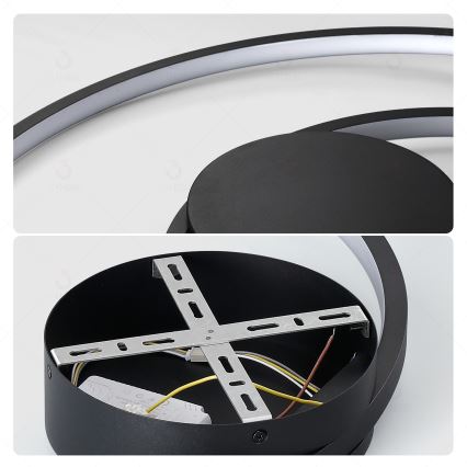 Brilagi - LED prigušivo stropno svjetlo TWISTER LED/105W/230V 3000-6000K pr. 100 cm crno + daljinski upravljač