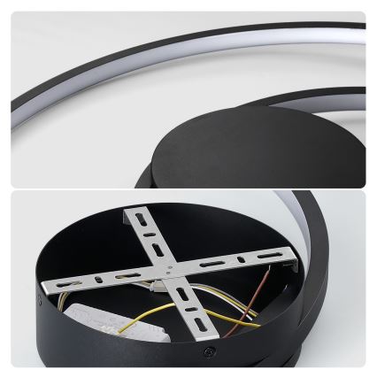 Brilagi - prigušiva LED stropna svjetiljka TWISTER LED/48W/230V 3000-6000K, promjer 50 cm, crna + daljinski upravljač