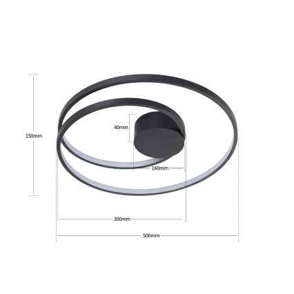 Brilagi - prigušiva LED stropna svjetiljka TWISTER LED/48W/230V 3000-6000K, promjer 50 cm, crna + daljinski upravljač