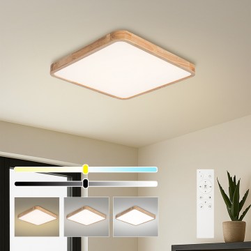 Brilagi - Prigušivo LED stropno svjetlo WOODLINE SQUARE LED/80W/230V 3000-6000K hrast 60x60 cm + daljinski upravljač