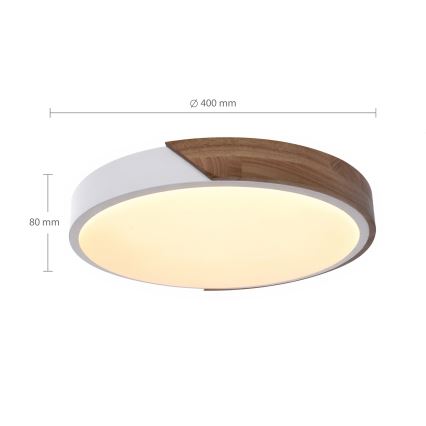 Brilagi - Prigušivo LED stropno svjetlo PILANA LED/48W/230V hrast/bijela promjer 40 cm + daljinski upravljač