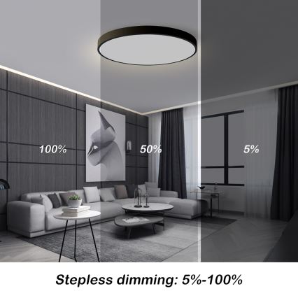 Brilagi - LED stropno svjetlo s prigušivanjem POOL SMART LED/100W/230V 3000-6000K promjer 80 cm Wi-Fi Tuya crna + daljinski upravljač