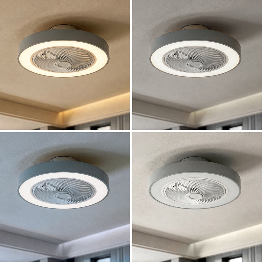 Brilagi - LED stropna svjetiljka s ventilatorom s mogućnošću prigušivanja LED/38W/230V 3000-6500K 3000-6500K pr. 50 cm siva + daljinski upravljač