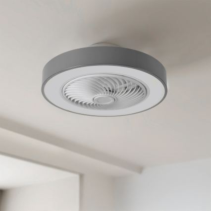 Brilagi - LED stropna svjetiljka s ventilatorom s mogućnošću prigušivanja LED/38W/230V 3000-6500K 3000-6500K pr. 50 cm siva + daljinski upravljač