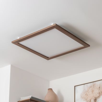 Brilagi - LED prigušiva stropna svjetiljka SLIMFRAME WOOD LED/58W/230V 64x64 cm 3000-6000K tamno smeđa + daljinski upravljač