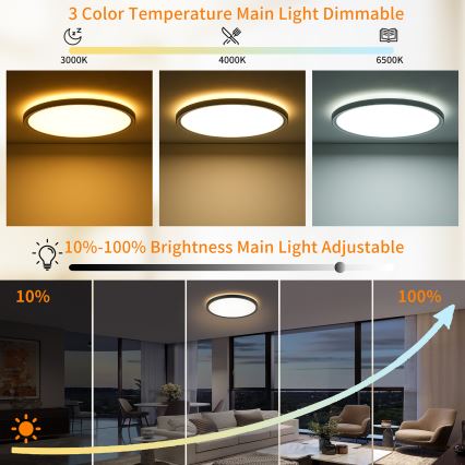 Brilagi - LED prigušivo stropno svjetlo ULTRA SLIM LED/24W/230V 2700-6500K, promjera 42 cm, crno + daljinski upravljač
