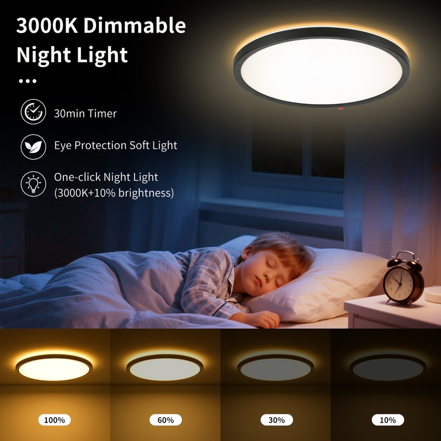 Brilagi - LED prigušivo stropno svjetlo ULTRA SLIM LED/24W/230V 2700-6500K, promjera 42 cm, crno + daljinski upravljač