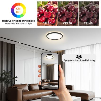 Brilagi - LED prigušivo stropno svjetlo ULTRA SLIM LED/24W/230V 2700-6500K, promjera 42 cm, crno + daljinski upravljač