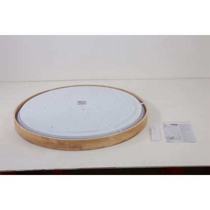 Brilagi - LED prigušivo stropno svjetlo WOODROUND LED/70W/230V 3000-6000K Ø 80 cm drvo CRI 90 + daljinski upravljač