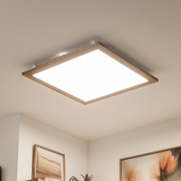 Brilagi - Prigušivo stropno LED svjetlo SLIMFRAME WOOD LED/58W/230V 64x64 cm 3000-6000K smeđa + daljinski upravljač