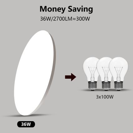 Brilagi - SMART LED prigušivo stropno svjetlo, 36W, 230V, Ø 48 cm, 2700–6500K, Tuya Wi‑Fi + daljinski upravljač
