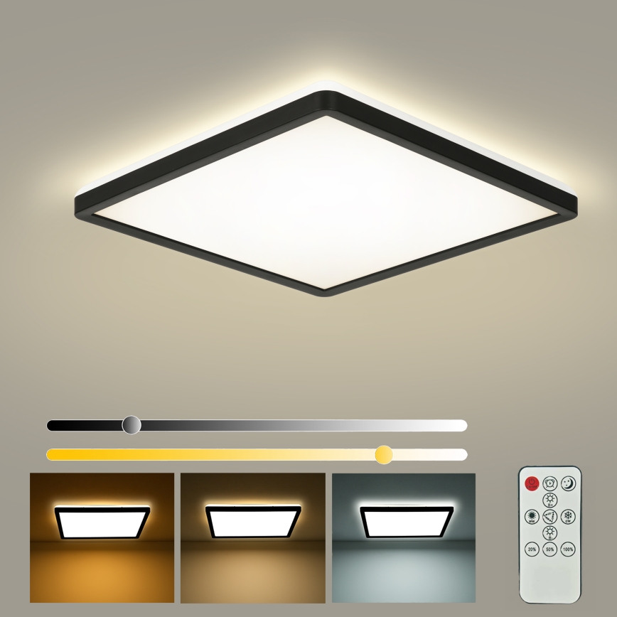 Brilagi - prigušivo stropno LED svjetlo ULTRA SLIM LED/18W/230V 2700-6500K 30x30 cm crno + daljinski upravljač