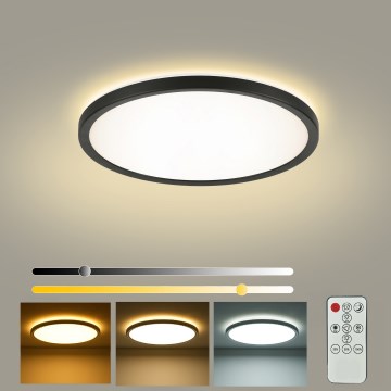 Brilagi - Prigušivo stropno LED svjetlo ULTRA SLIM LED/18W/230V 2700-6500K Ø 30 cm crno + daljinski upravljač