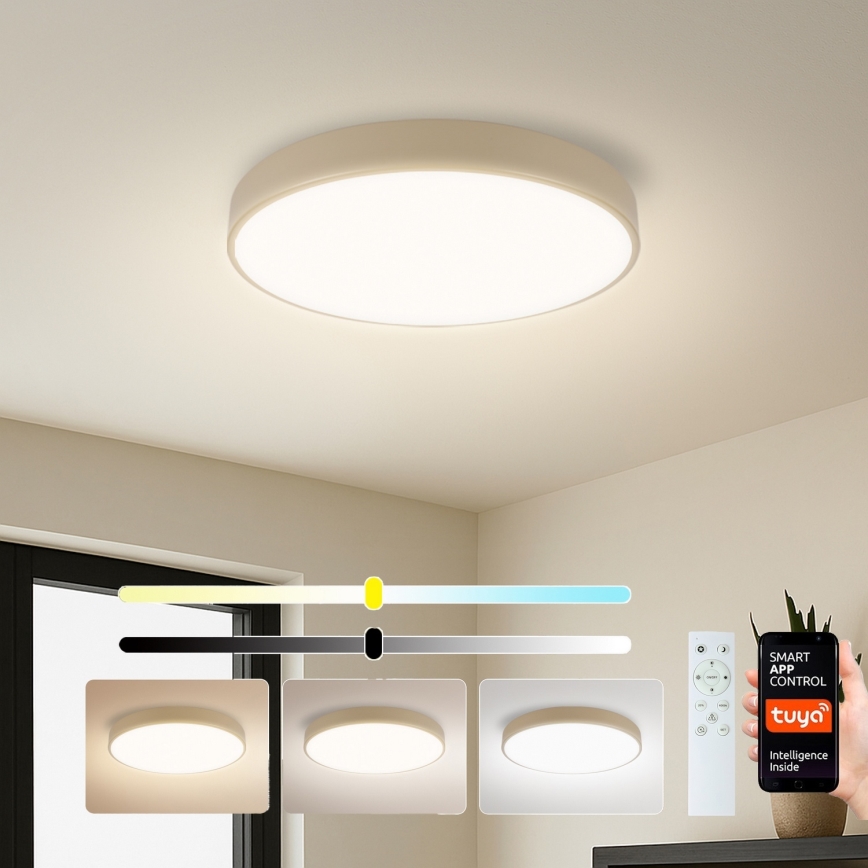 Brilagi - Prigušivo stropno svjetlo POOL SMART LED/48W/230V 3000-6000K Ø 40 cm Wi-Fi Tuya, bež, s daljinskim upravljačem