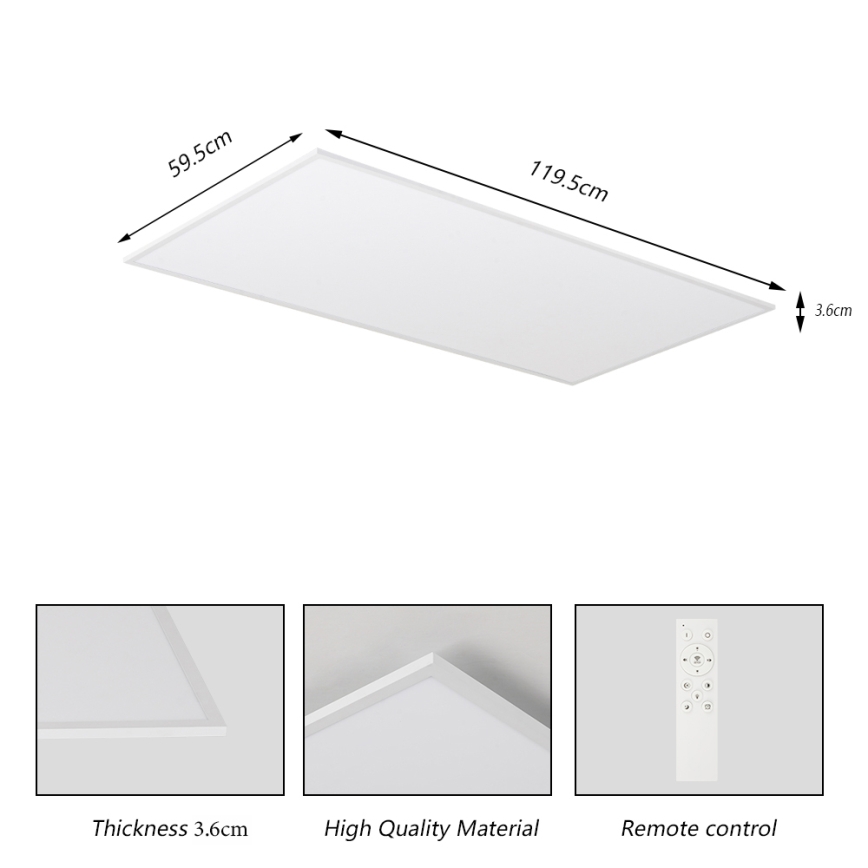 Brilagi - prigušiva LED stropna svjetiljka SLIMFRAME LED/80W/230V 120x60 cm 3000-6000K bijela + daljinski upravljač