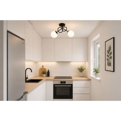 Brilagi - Prislonjen luster MILO 2xE27/60W/230V crni
